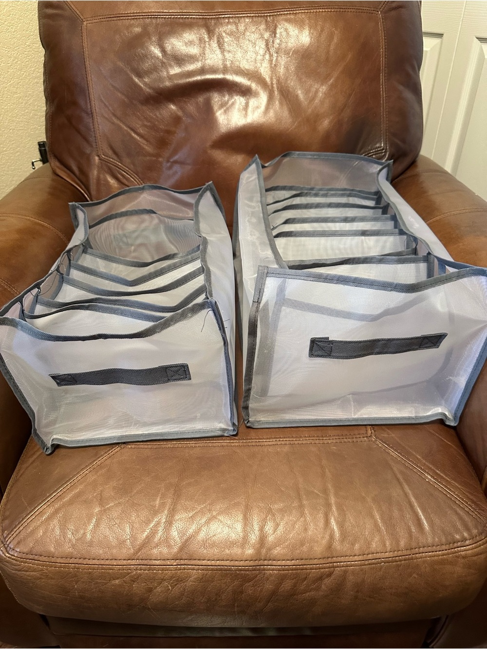 Foldable Gray Mesh Drawer Organizers - Set of 2